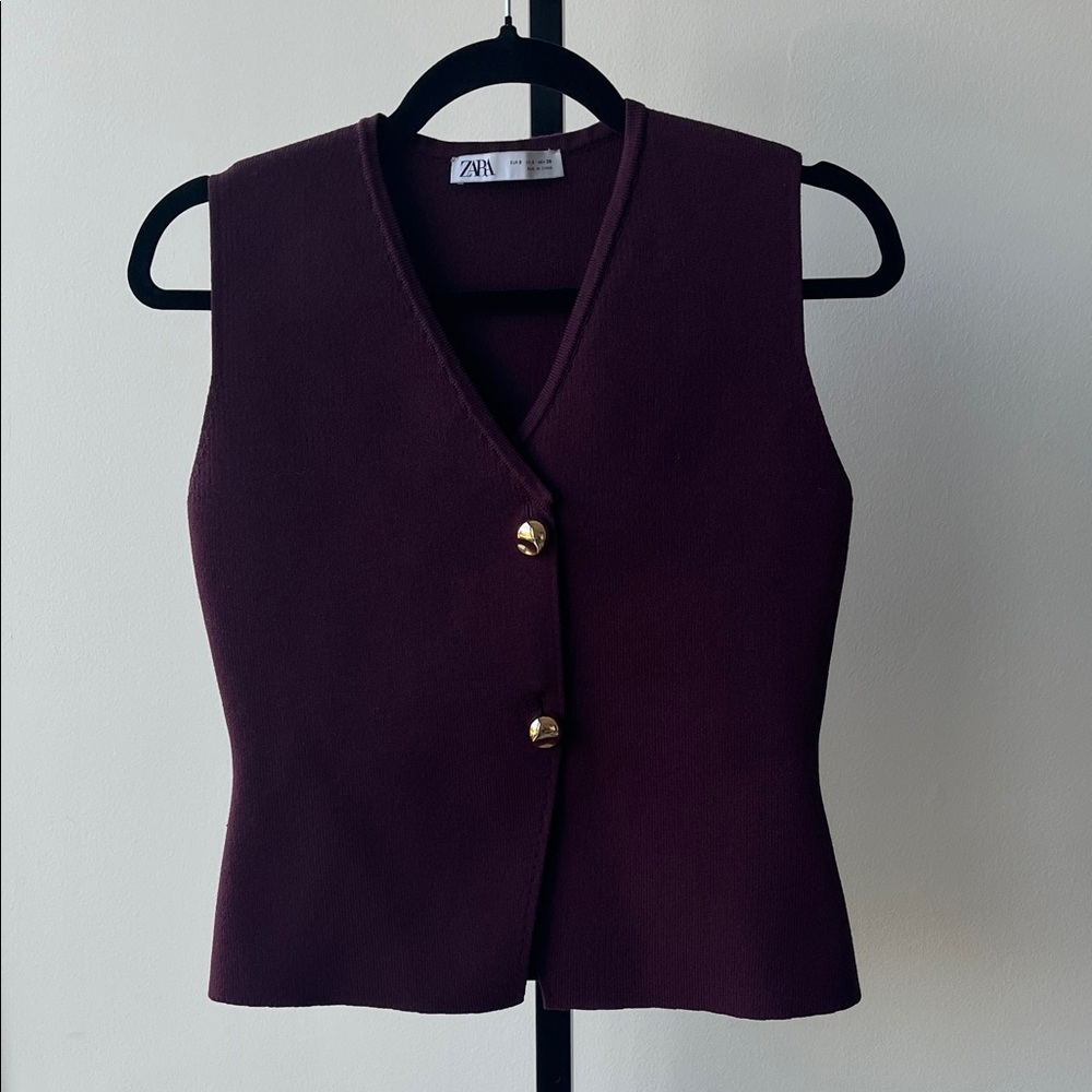 Zara Deep Purple Vest with Gold Accents